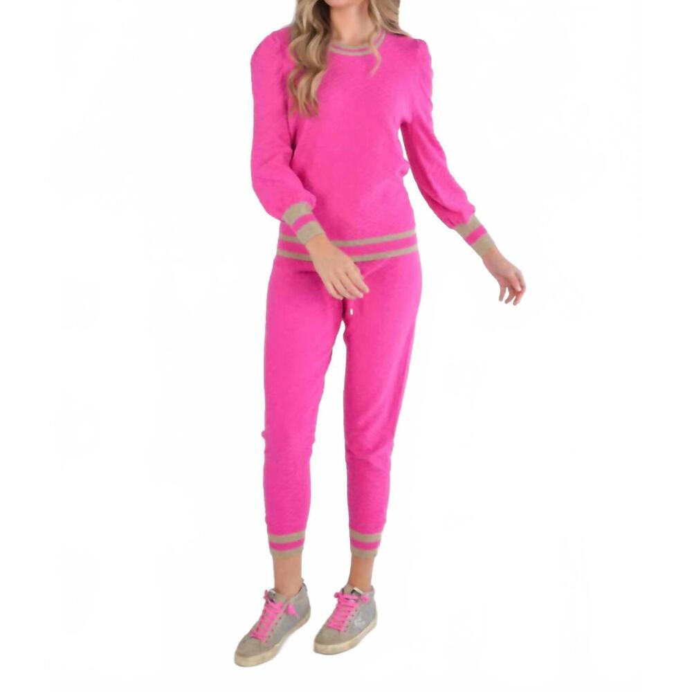 NEW EMILY MCCARTHY julia crew sweater in rose monogram knit